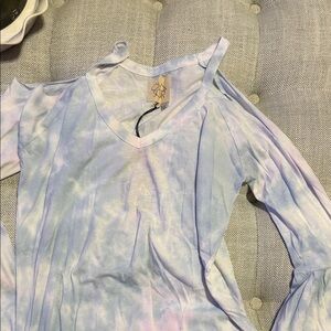 Chaser Pastel Lavender & Light Blue Tie-Dye Top